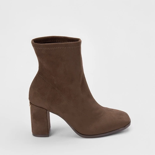 Ankle Boot Via Marte Salto Alto Camurça Marrom