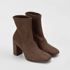 Ankle Boot Via Marte Salto Alto Camurça Marrom