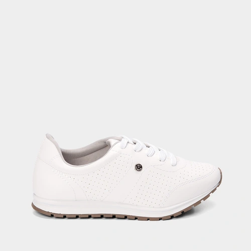 Tênis Casual Feminino Via Uno Detalhe Perfuros Branco