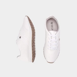 Tênis Casual Feminino Via Uno Detalhe Perfuros Branco