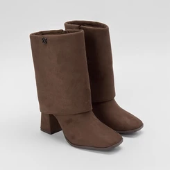 Bota Via Marte Salto Alto Detalhe Capa Marrom