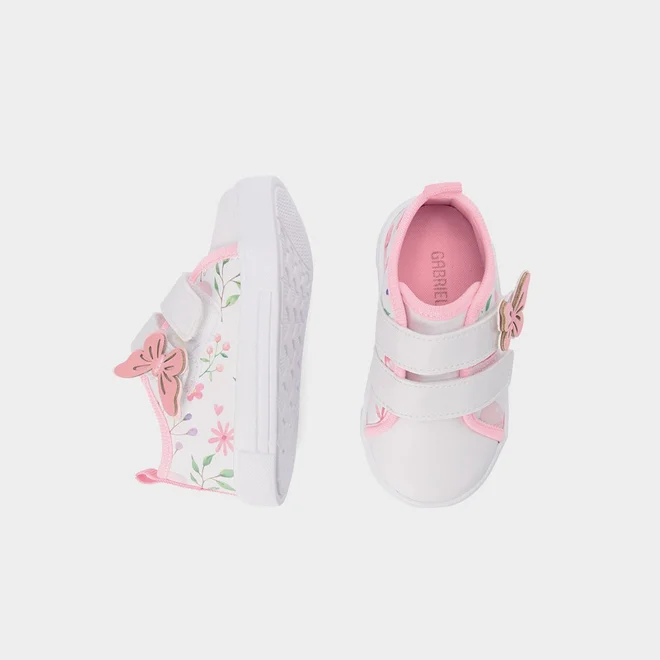 Tênis Bebê Gabrielinha Flores e Borboleta Branco