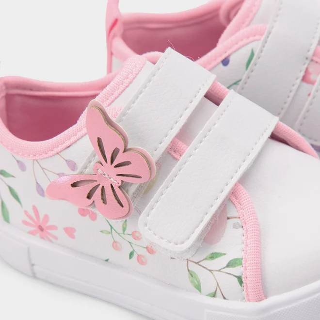Tênis Bebê Gabrielinha Flores e Borboleta Branco