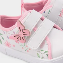 Tênis Bebê Gabrielinha Flores e Borboleta Branco