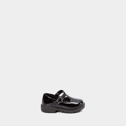 Mocassim Boneca Bebê Gabrielinha Verniz Fivela Coração Preto