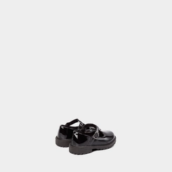 Mocassim Boneca Bebê Gabrielinha Verniz Fivela Coração Preto