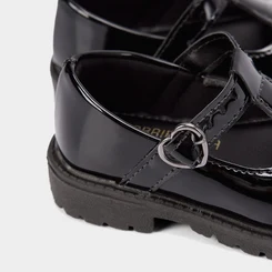 Mocassim Boneca Bebê Gabrielinha Verniz Fivela Coração Preto
