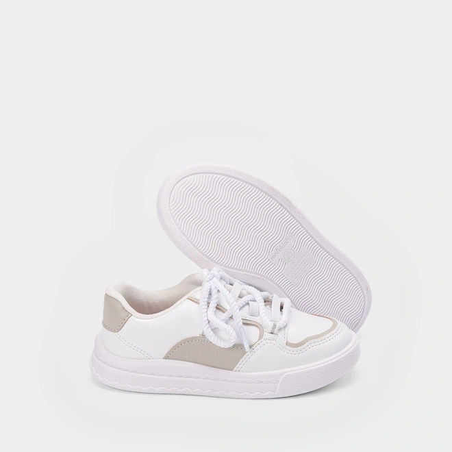 Tênis Infantil Molekinha Casual Recortes Cordão Branco