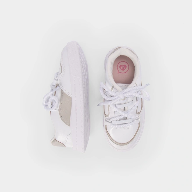 Tênis Infantil Molekinha Casual Recortes Cordão Branco