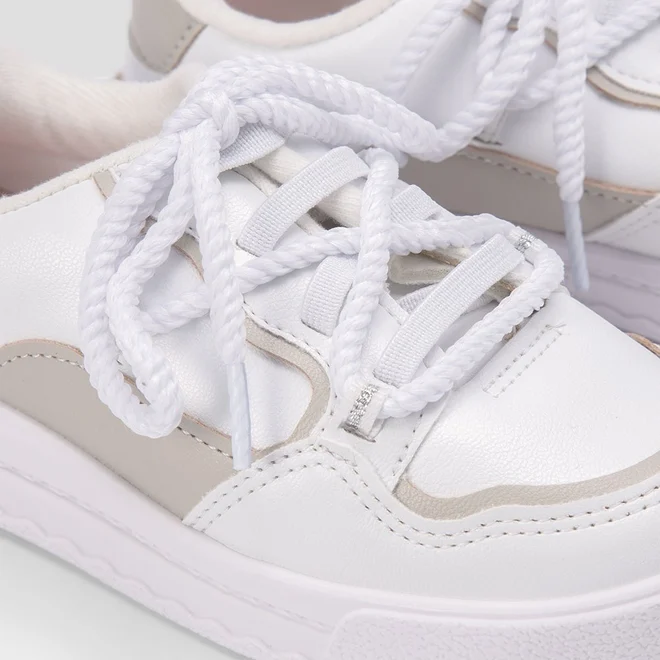 Tênis Infantil Molekinha Casual Recortes Cordão Branco