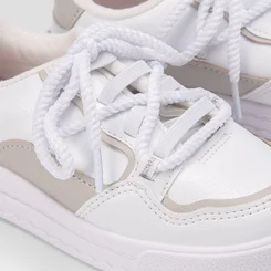 Tênis Infantil Molekinha Casual Recortes Cordão Branco