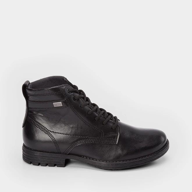 Bota Coturno Pegada Couro Preto