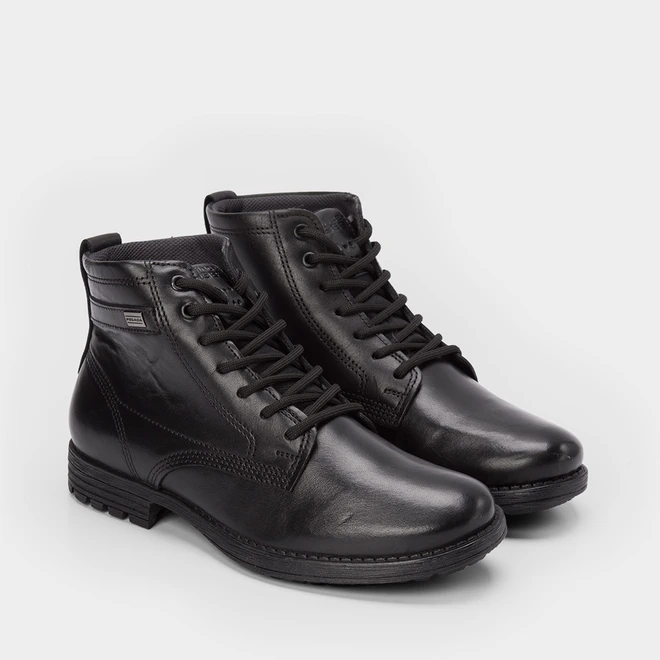 Bota Coturno Pegada Couro Preto