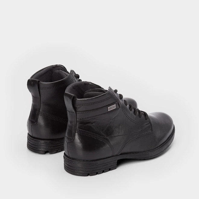 Bota Coturno Pegada Couro Preto