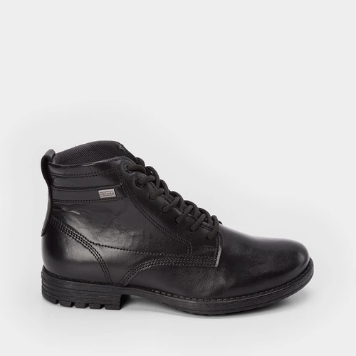 Bota Coturno Pegada Couro Preto