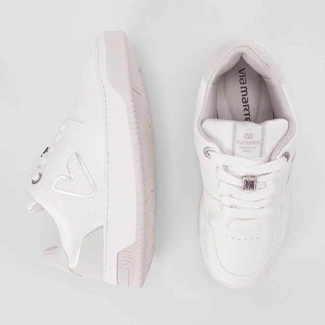 Tênis Via Marte Flatform Aplicação Strass Logo Branco