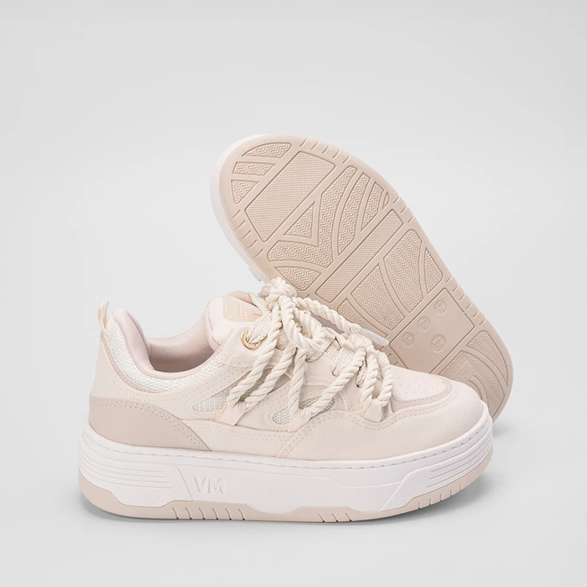 Tênis Via Marte Flatform Detalhe Cordão Bege