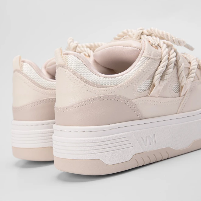 Tênis Via Marte Flatform Detalhe Cordão Bege