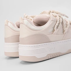 Tênis Via Marte Flatform Detalhe Cordão Bege