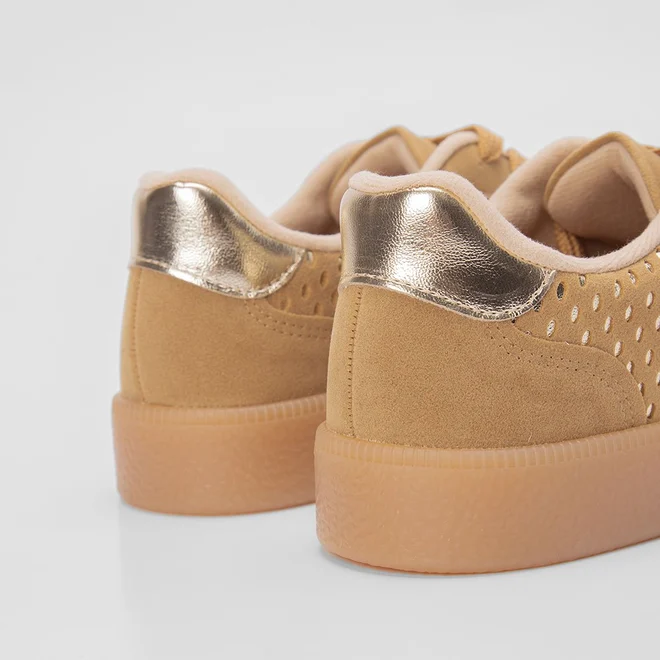 Tênis Casual Vizzano Feminino Vazado Camurça Caramelo