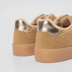 Tênis Casual Vizzano Feminino Vazado Camurça Caramelo