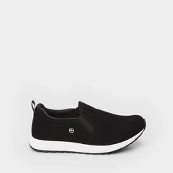 Slip On Via Marte Calce Fácil Nobuck Preto