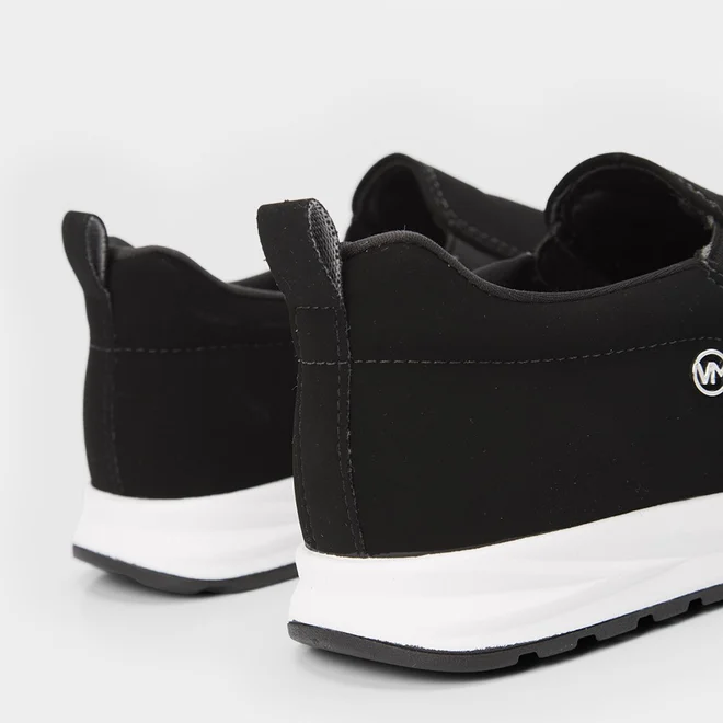 Slip On Via Marte Calce Fácil Nobuck Preto