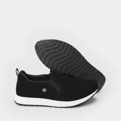 Slip On Via Marte Calce Fácil Nobuck Preto