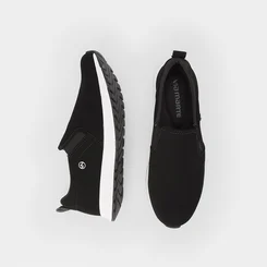 Slip On Via Marte Calce Fácil Nobuck Preto