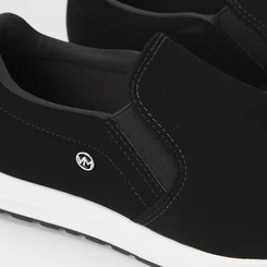 Slip On Via Marte Calce Fácil Nobuck Preto