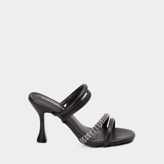 Tamanco Salto Taça Alto Feminino Via Marte Strass Preto