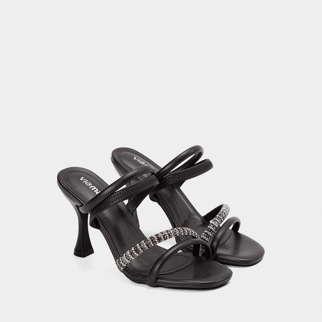 Tamanco Salto Taça Alto Feminino Via Marte Strass Preto