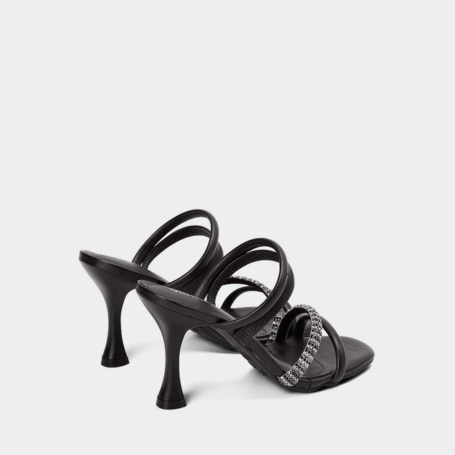 Tamanco Salto Taça Alto Feminino Via Marte Strass Preto