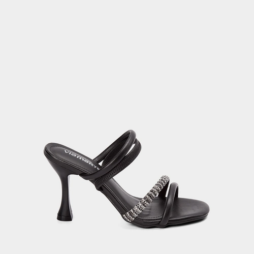 Tamanco Salto Taça Alto Feminino Via Marte Strass Preto