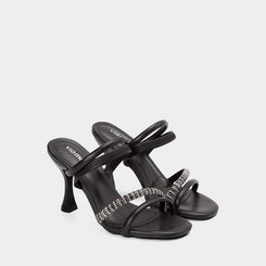 Tamanco Salto Taça Alto Feminino Via Marte Strass Preto