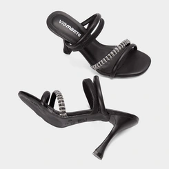 Tamanco Salto Taça Alto Feminino Via Marte Strass Preto