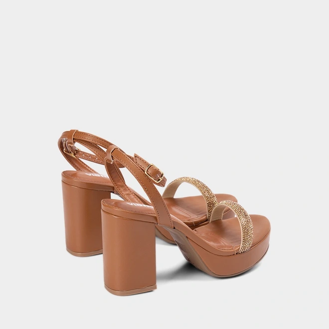 Sandália Feminina Via Marte Meia Pata Strass Marrom