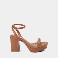 Sandália Feminina Via Marte Meia Pata Strass Marrom