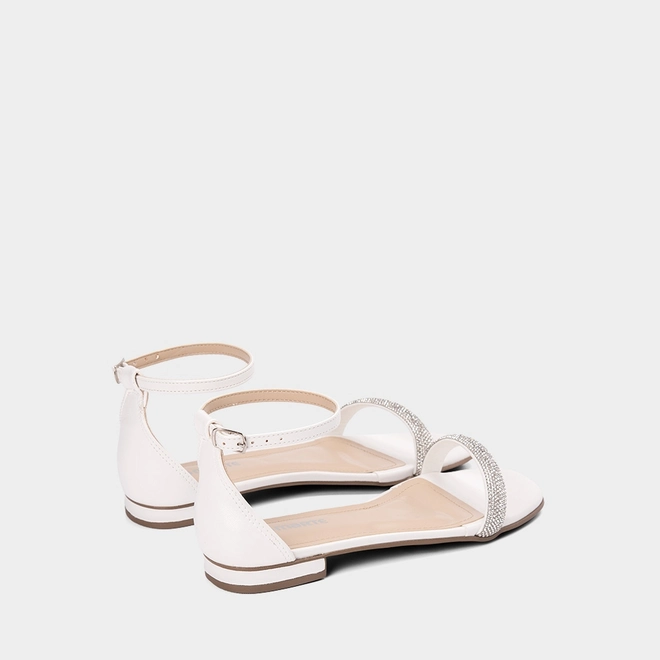 Sandália Rasteira Via Marte Strass Branco