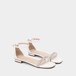 Sandália Rasteira Via Marte Strass Branco