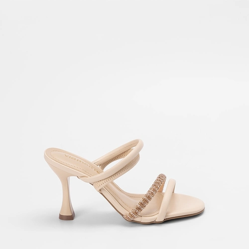 Tamanco Salto Taça Alto Feminino Via Marte Strass Marfim