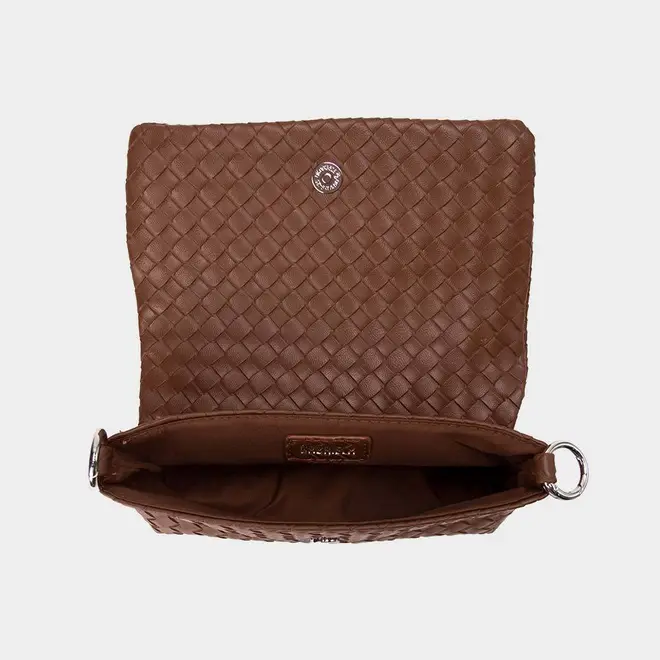 Bolsa Transversal Gabriela Pequena Tressê Alça Corrente Marrom