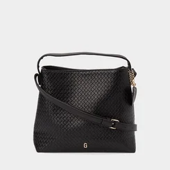 Bolsa Transversal Gabriela Média Tressê Detalhe Coração Preto