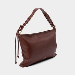 Bolsa Soft Gabriela Detalhe Ilhós & Amarração Marrom
