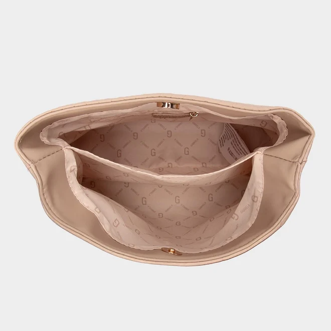 Bolsa Transversal Gabriela Média Tressê Detalhe Coração Bege
