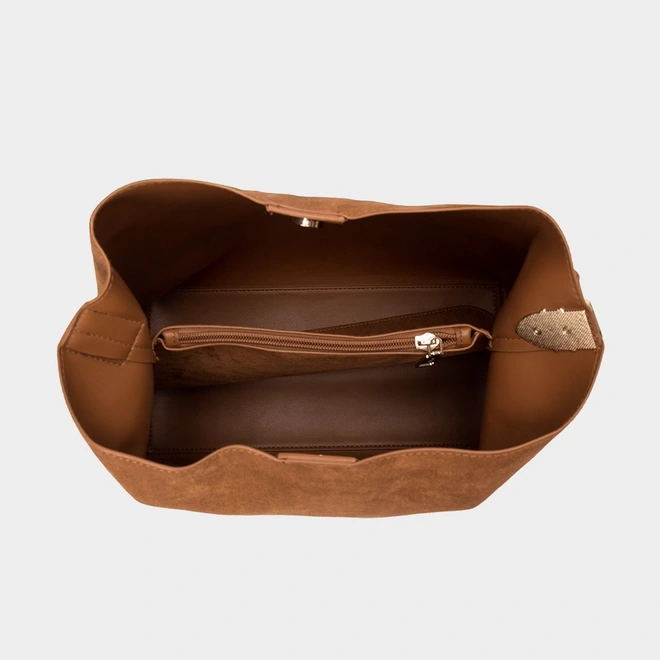 Bolsa Hobo Gabriela Grande Suede Marrom