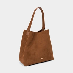 Bolsa Hobo Gabriela Grande Suede Marrom