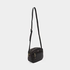 Bolsa Camera Bag Gabriela Média Tressê Com Porta-Cartão Detalhe Coração Preto