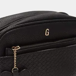 Bolsa Camera Bag Gabriela Média Tressê Com Porta-Cartão Detalhe Coração Preto