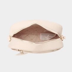 Bolsa Camera Bag Gabriela Média Tressê Com Porta-Cartão Detalhe Coração Off White
